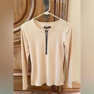 Multicolored Zipper Long Sleeve Top